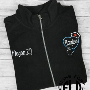Hospice Nurse personalized fleece jacket, Personalized RN fleece jacket, Nurse Jacket, Graduation Gift, Registered Nurse, Nursing Jacket