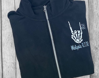 XRay Skeleton Hand Radiology fleece jacket, Radiology Technologist, XRay Tech, Occupational Jacket, Rad Tech, Graduation Jacket, Rocker Hand