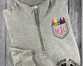 Personalized Teacher Quarter Zip Sweatshirt, Teacher Gift, Pre School Teacher gift, Graduation Gift, School Teacher, Teacher