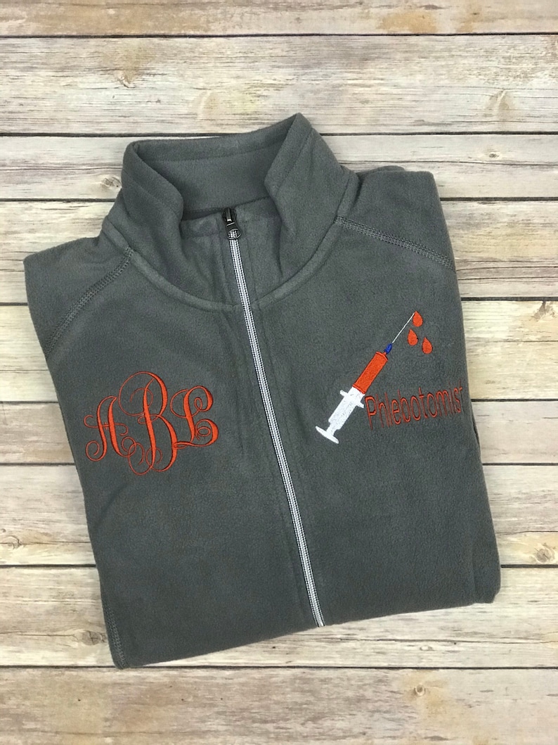 Personalized Phlebotomist fleece jacket Lab Tech Phlebotomy Etsy
