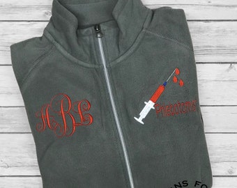 Personalized Phlebotomist fleece jacket, Lab Tech, Phlebotomy, Graduation Gift, Occupational Jacket, Medical Lab Jacket, Custom  Jacket