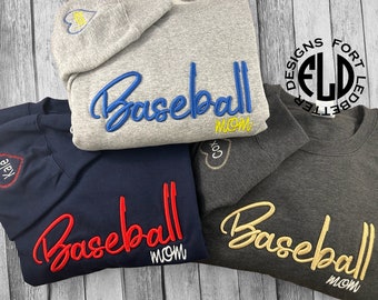 Embroidered Baseball Puff Sweatshirt Mom Sweatshirt Baseball Mom Mother’s Day Gift Softball Mom Volleyball Mom