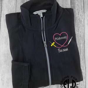 Personalized Phlebotomy  fleece jacket, Lab Jacket, Occupational Jacket, Graduation Gift, Gift