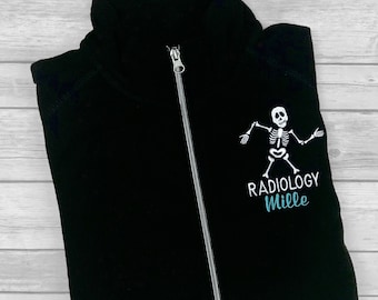 Personalized Skeleton X-Ray fleece jacket, Radiology, Occupational Jacket, Rad Tech, Graduation Gift, X-ray Tech Radiology Jacket Medical
