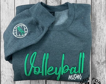 Embroidered Volleyball Puff Sweatshirt Mom Sweatshirt Baseball Mom Mother’s Day Gift Softball Mom Volleyball Mom