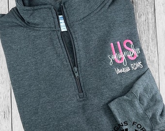 Personalized Ultrasound Sonographer Quarter Zip Sweatshirt, Radiology Technologist, Occupational Jacket, Rad Tech, Graduation Gift, US Tech
