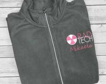 Personalized Rad Tech X-Ray fleece jacket, Radiology, Occupational Jacket, Rad Tech, Graduation Gift, X-ray Tech Custom Healthcare Jacket