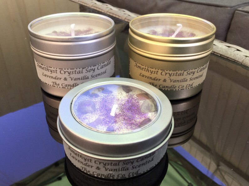 Meditation Candles Scented Candles Amethyst Crystal Etsy