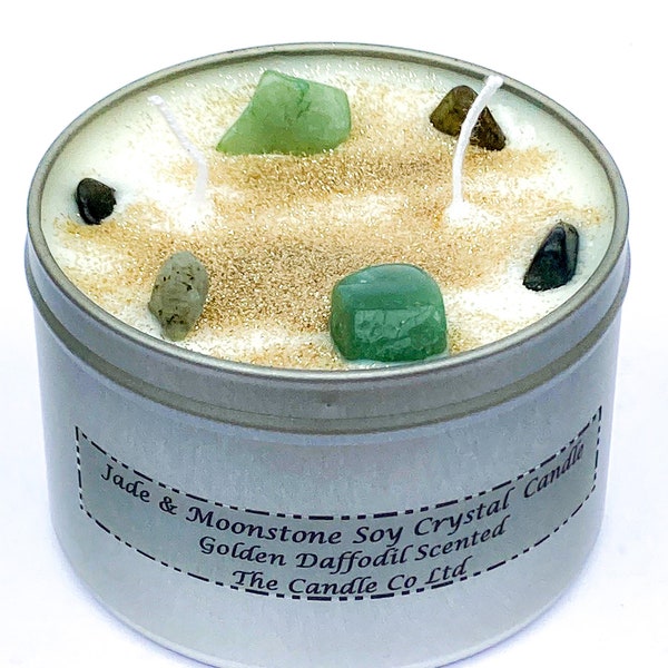 Jade & Moonstone Crystal Infused Scented Candles - Emotional Balance - Metaphysical Candles