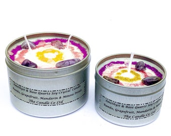 Amethyst & Rose Quartz Crystal Infused Scented Candle - Metaphysical Candles