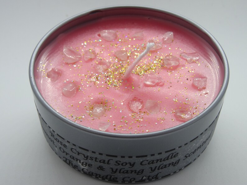 Love Candles Scented Candles Rose Quartz Crystal Candle Etsy