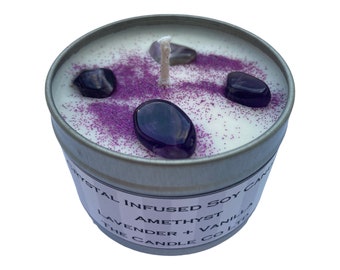 Amethyst Crystal Infused Scented Candle - Meditation - Metaphysical Candles