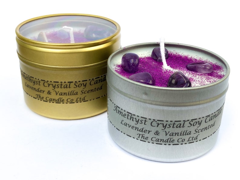 Amethyst Crystal Infused Scented Candle - Meditation - Metaphysical Candles 