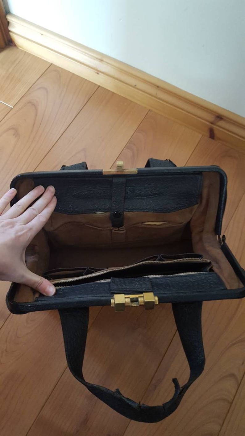 Vintage Navy Briefcase Attache Case Bag With Internal Storage Pockets ...