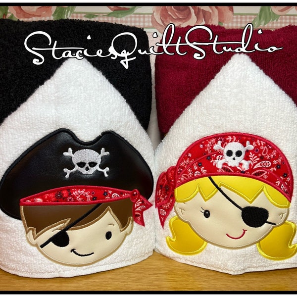 Kids Hooded Towels - Pirate Boy & Pirate Girl - Kids Bath Towels - Kids Beach or Pool Towel - Children's Peeker Towel