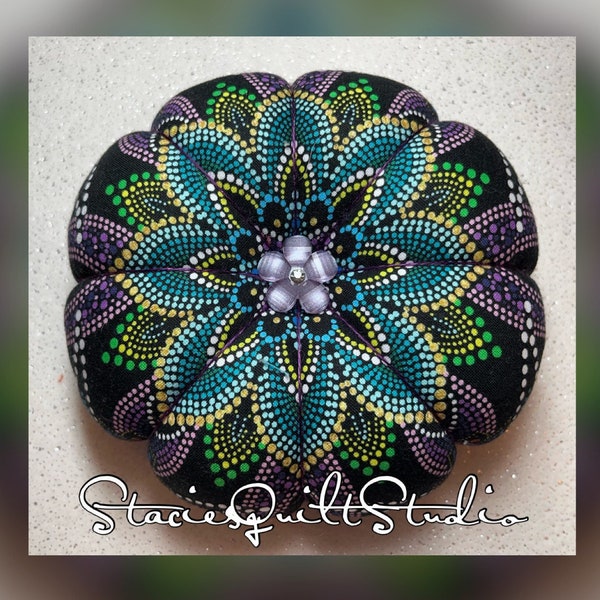 Pincushion - Jumbo Pincushion - Blue Green Mosaic XL Pin Cushion