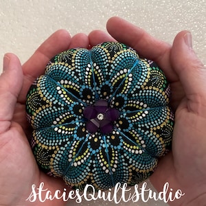 Pincushion - Companion Size Pincushion - Blue Mosaic - Pin Cushion