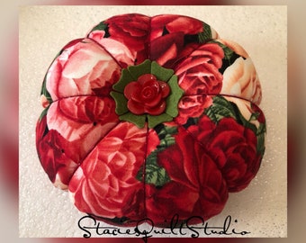 Pincushion - Jumbo Pincushion - Gorgeous Pink Roses - XL Pin cushion