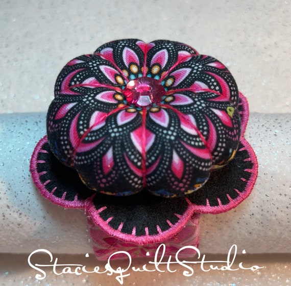 Flower Wrist Pincushion Pink Petal Bloom Wrist Pin Cushion 