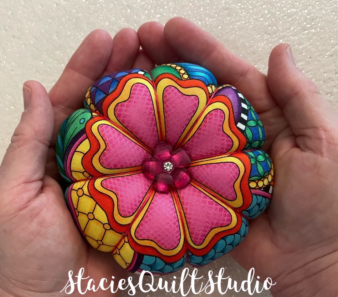 Pincushion Companion Size Pincushion Carnivale Pink Flower Etsy