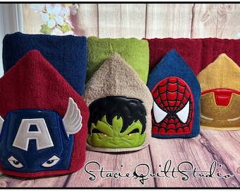 Personalized Kids Hooded Towel: Superhero Cotton Bath Towel