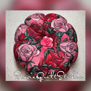 Jumbo Pincushion - Pretty Red and Pink Roses - Pincushion - XL Pin cushion