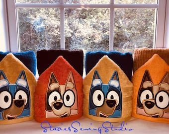 Embroidered Blue Heeler Hooded Towel: Australian Pup, Kids Bath Towel