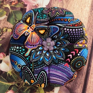 Pincushion - Jumbo Pincushion - Electric Butterfly Floral - XL Pin cushion