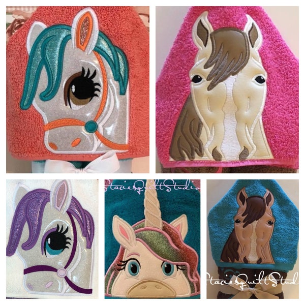 Kids Hooded Towels - Unicorn - Horse - Pony - Kids Bath Towels - Kids Beach or Pool Towel - Children's Peeker Towel