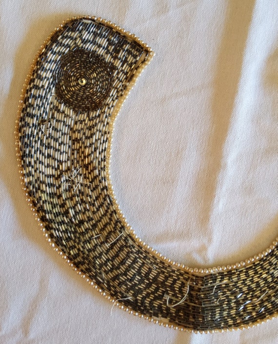 Exquisite Vintage Beaded Collar With Satin Lining Etsy