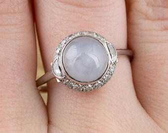 Moonstone Ring with Matching Half Moon Diamonds