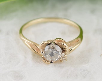 Mid Century Diamond Engagement Ring in Yellow Gold