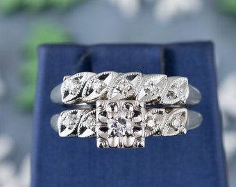 Vintage Locking Wedding Set with Diamonds