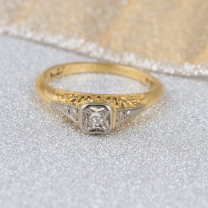 Vintage Solitaire Ring with Old Mine Cut Diamond