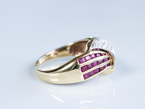 Ruby and Diamond Ring with Bow Design - image 3
