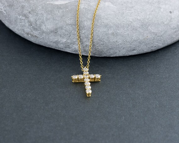 Vintage Tiffany and Co. Cross and Diamond Necklace - image 3