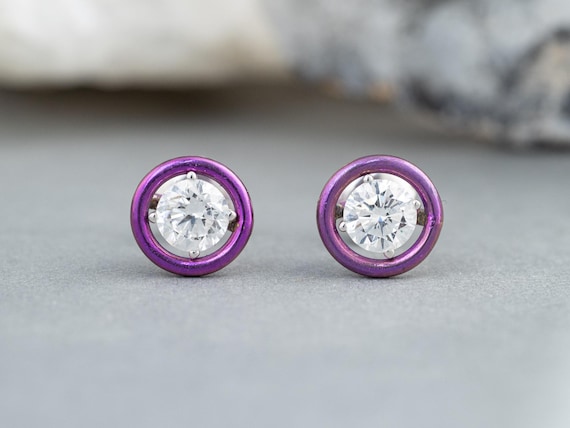 1.00tdw Lab Diamond Studs: Titanium in 14k White … - image 1