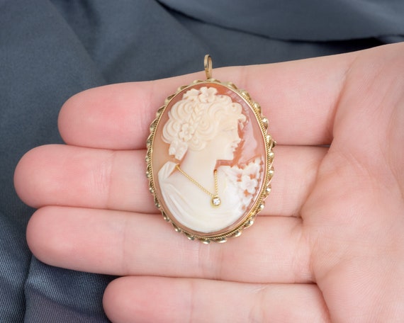 Lovely Cameo  Brooch with Twisted 14k Yellow Gold… - image 1