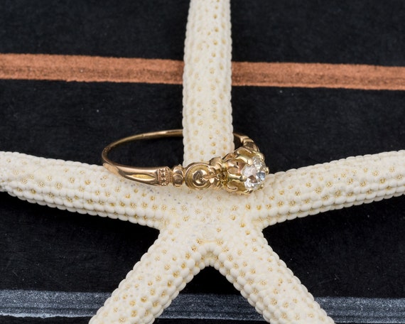 Vintage Diamond Solitaire Ring with Elegant Metal… - image 2