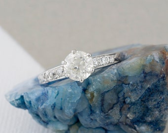 Vintage Old Mine Diamond Engagement Ring in Platinum