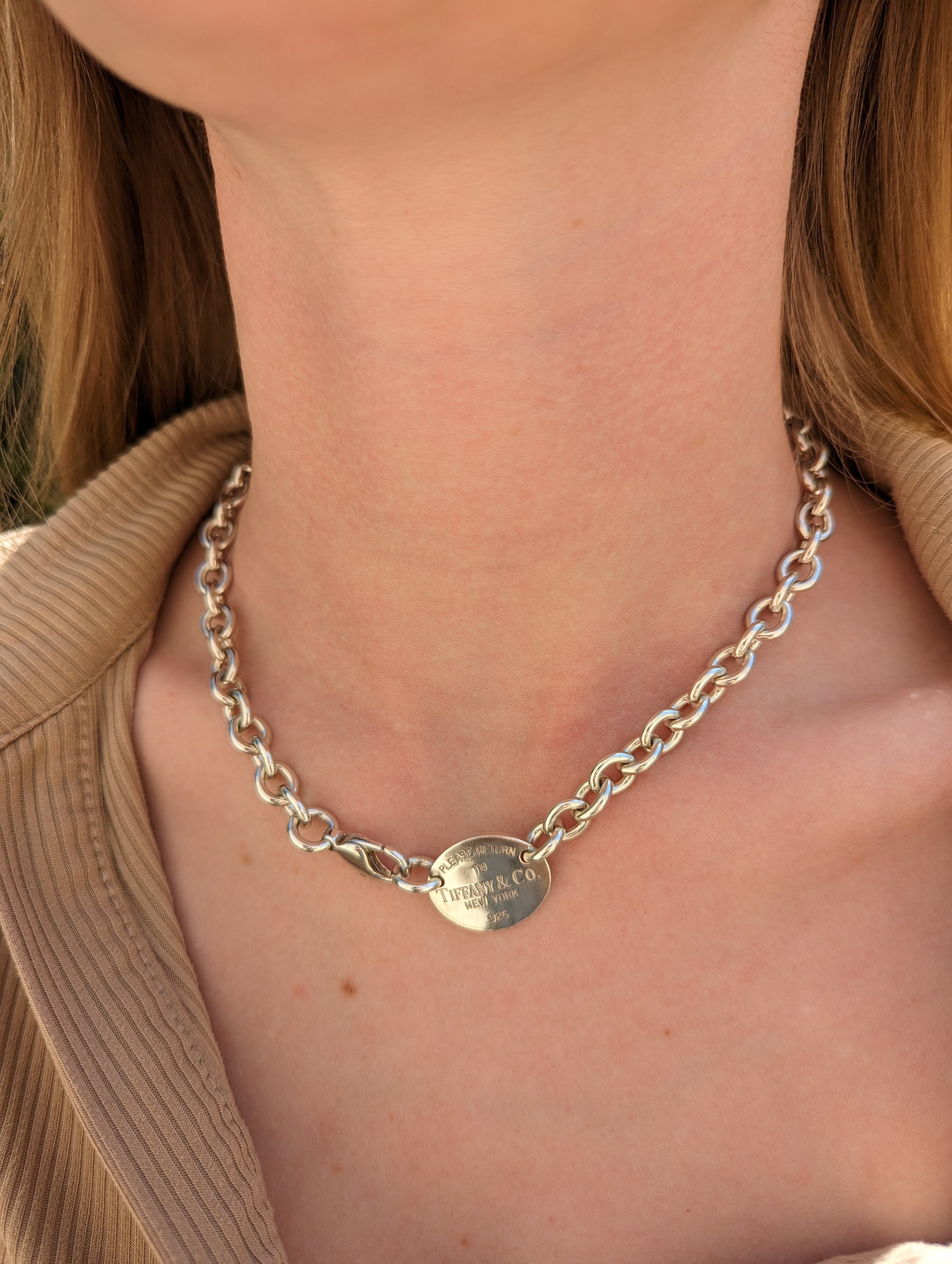 Antique Return to Tiffany Oval Necklace - Etsy Antique Return to Tiffany Oval Necklace - Etsy