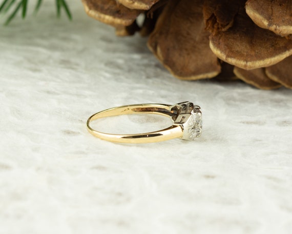 Vintage Two Tone Solitaire Diamond Ring - image 4