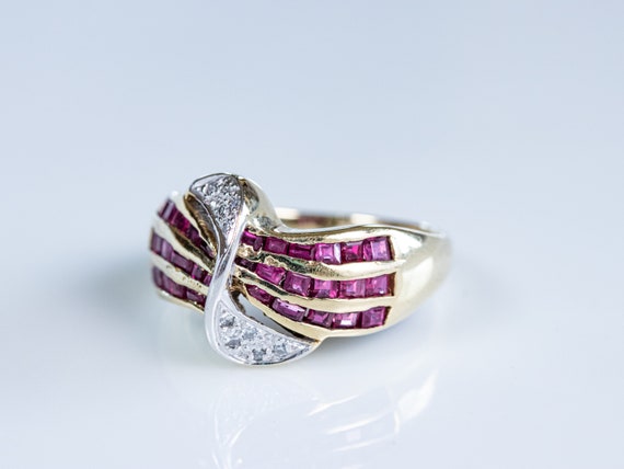 Ruby and Diamond Ring with Bow Design - image 7