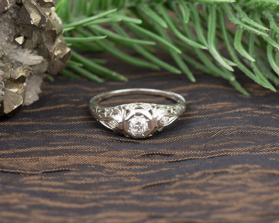 Vintage Three Stone Ring with Old  European Diamo… - image 1