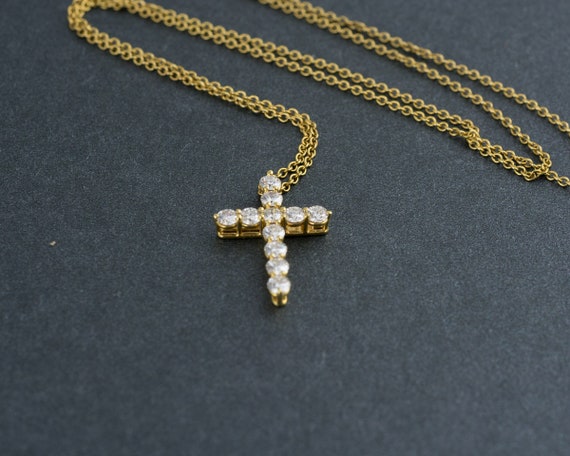 Vintage Tiffany and Co. Cross and Diamond Necklace - image 4