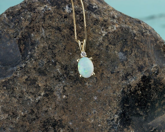 Opal Pendent with Diamond Basket - image 1