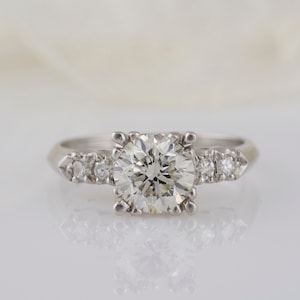 Vintage Platinum Engagement Ring with 1.20 carat Center Diamond