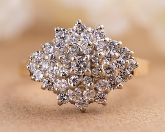 Vintage diamond cluster cocktail ring discount