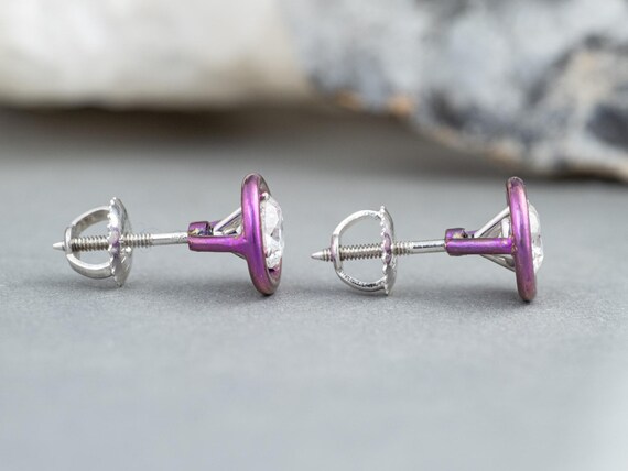 1.00tdw Lab Diamond Studs: Titanium in 14k White … - image 4