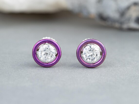 1.00tdw Lab Diamond Studs: Titanium in 14k White … - image 2